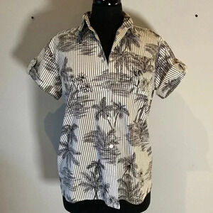 Tickets |  palm Tree 🌴 Print Short Sleeve Button Down